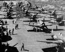 'Takeoff' Grumman F6F 'Hellcat' fighters on USS Ticonderoga prepare to take off